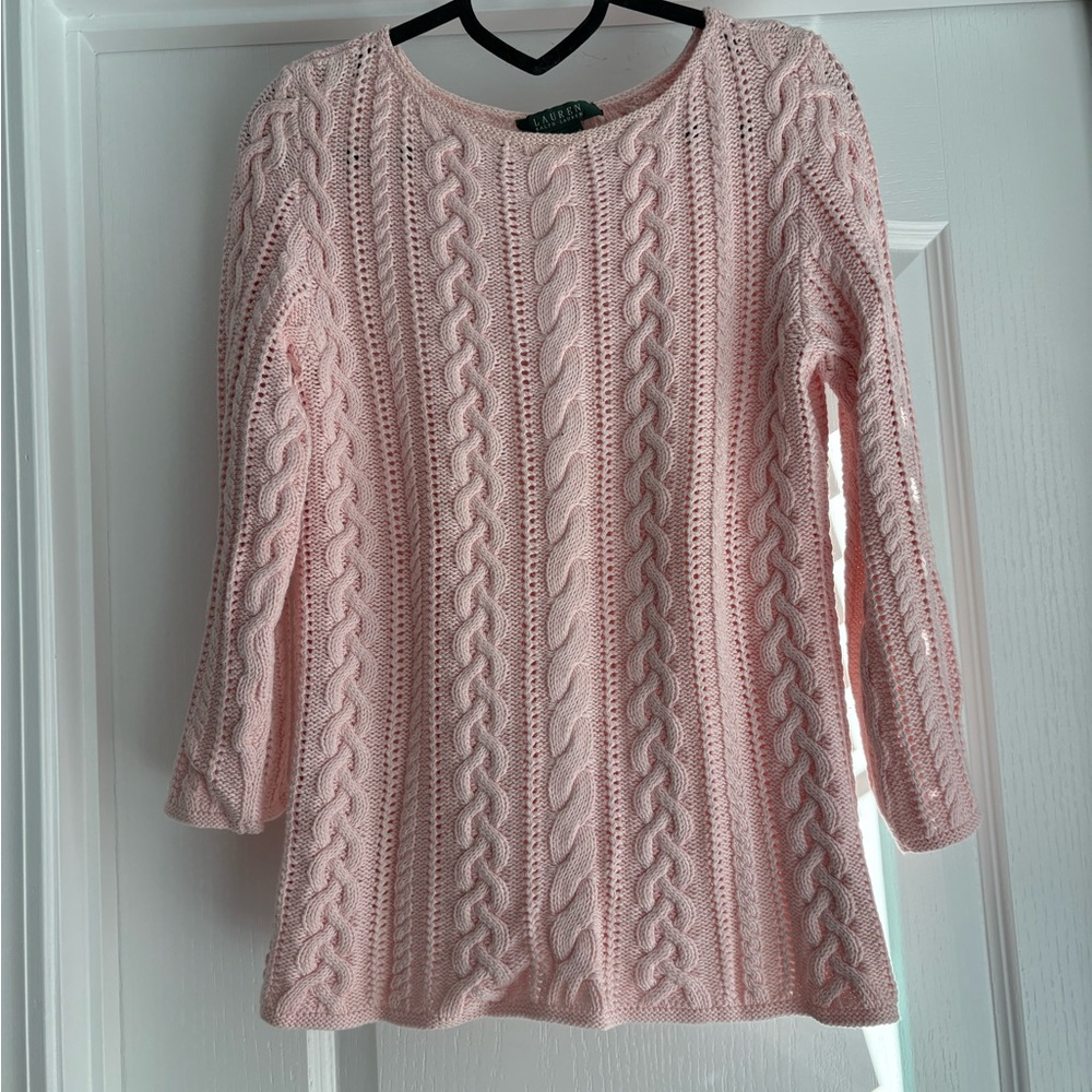 Ralph Lauren Light Pink Cable Knit Sweater